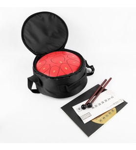 Jwin JTN-1011 10 Inç 11 Ses Ton Çelik Handpan Tongue Drum Davulu - Kırmızı