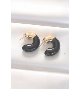 CCB Siyah Gold Çift Renk Küpe - TJ-BKP8875