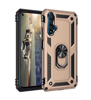 Huawei Nova 5T Kılıf Metal For Car Yüzüklü Standlı Military Ring Serisi (Altın)