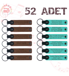 A Kahve & Turkuaz, Yılbaşı Kutlamalarına Küçük Hediyelik 52’li Set, Kişiselleştirilebilir Anahtarlık