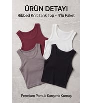 Premium Fitilli Pamuklu Esnek Kumaş Kadın Melanjlı Bordo Crop Atlet - U Yakalı Spor ve Şık Basic Bluz - Yumuşak Dokulu Slim Fit Yazlık Üst