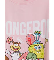 LCW Kids Pembe Sünger Bob Baskılı Kız Çocuk Kalın Sweatshirt