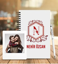 Kişiye Özel Ahşap Defter & Metal Tükenmez Kalem + Ahşap Çerçeve
