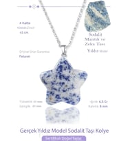 Sertifikalı Gerçek Yıldız Model Sodalit Taşı Kolye - Gümüş Aparatlı (Çok Renkli)