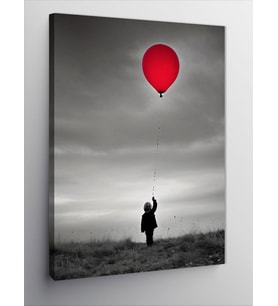 Kanvas Tablo Kırmızı Uçan Balonlu Çocuk