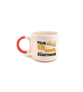 Yılın En Komik Öğretmeni Baskılı Kırmızı Kulplu P Öğretmenler Günü Kupa
