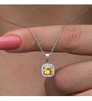 925 Ayar Gümüş Sarı Baget Taşlı Kadın Kolye (Karışık)