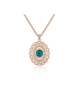 ?Gümüş Rose Oval Nazarlık Kadın Kolye CSR2182714