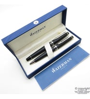 Waterman Expert Mat Siyah Krom Roller Kalem + Tükenmez Kalem Set  İsme Özel Kalem  Hediye Kalem