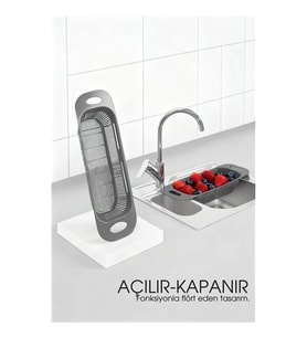 Ayarlanabilir Sürgülü Lavabo Süzgeci – Mutfak Için Pratik Şık Tasarım Gri̇ 722439