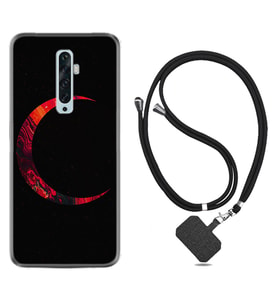 Oppo Reno 2Z 4 Lite 4 Pro 5 6 7 A31 Kılıf Boyun Askılı Silikon Red Moons 1747