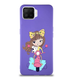 Oppo A73 Soft Premier Kapak Vespagirl Tasarımlı Silikon Kılıf - Mor (Şeffaf)