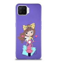 Oppo A73 Soft Premier Kapak Vespagirl Tasarımlı Silikon Kılıf - Mor (Şeffaf)