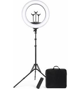54 CM) Profesyonel Ring Light – 210 CM Ayarlanabilir Tripodlu, 3'lü Telefon Tutuculu, 3 Işık Modlu, Parlaklık Ayarlı, USB Güç Girişli Stüdyo & Canlı Yayın Işığı