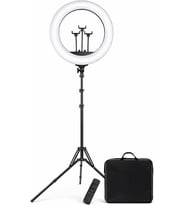 54 CM) Profesyonel Ring Light – 210 CM Ayarlanabilir Tripodlu, 3'lü Telefon Tutuculu, 3 Işık Modlu, Parlaklık Ayarlı, USB Güç Girişli Stüdyo & Canlı Yayın Işığı