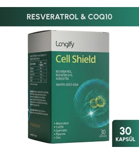Longify Cell Shield Trans Resveratrol, Koenzim Q10, Kuersetin, Piperin, Çinko Takviye Edici Gıda 30 Kapsül