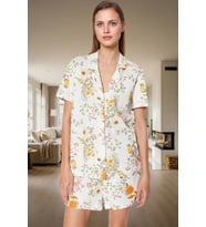 Kadın Yazlık Çiçek Desenli Pamuklu Pijama Takımı Rahat Kalıp Kısa Kollu Trend Tasarım (Çok Renkli)