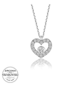 Swarovski Taşlı Gümüş Kalp Bayan Kolye