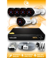 ELITCAM 5 Kameralı Uzay 5 Dış Kamera Set HDD'siz Full HD Gece Görüşlü Güvenlik Kamerası Sistemi