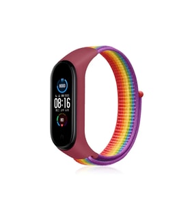 Newface Xiaomi Mi Band 4 Hasırlı Cırtcırtlı Kordon - Gökkuşağı