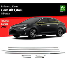 Toyota Corolla Uyumlu Krom Cam Çıtası 8 Parça. 2019 Ve Üzeri