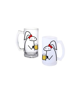 Ghostbastır Design Çizgi Kız Kulplu Bira Bardağı Buzlu veya Şeffaf Seçenekli 050