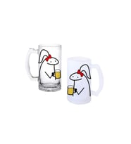 Ghostbastır Design Çizgi Kız Kulplu Bira Bardağı Buzlu veya Şeffaf Seçenekli 050