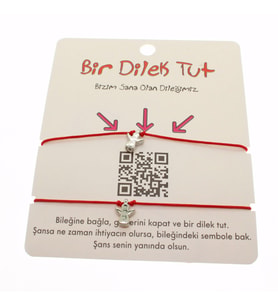 Gümüş Renk Kırmızı İp Melek Arkadaş  Bilekliği - 1859