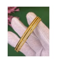 Kadın Gold Renk 316L Çelik 3 lü Simli Ajda Bilezik (Altın)