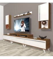 Decoraktiv Ekoflex 270TA Mdf Retro Tv Ünitesi Tv Sehpası - Ceviz Beyaz (Beyaz - Kahverengi)