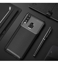 Huawei P Smart 2019 Kılıf Karbon Silikon Case (Siyah)