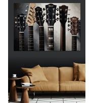 Müzik Enstrümanları Gitarlar Yakın Çekim Dekoratif Kanvas - Mdf Ahşap Tablo