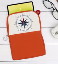 BK Gift Pusula Tasarımlı Taşınabilir Koruyucu Tablet Kılıfı & Organizer Çanta - Turuncu-1