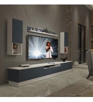 Decoraktiv Trendstyle 270DAS Mdf Tv Ünitesi Tv Sehpası - Beyaz Antrasit (Beyaz - Antrasit)