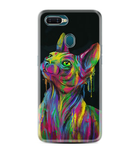 Oppo A5S A15 A16 A54 A55 A73 A74 Kılıf Desemli Silikon Color Cat 1754