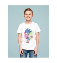 Tasarım Sonic Baskılı Unisex Çizgi Film Çocuk Tişört (1-12 Yaş)
