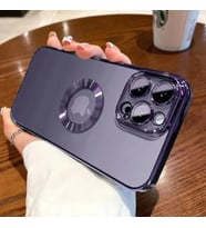 GİYİM & AKSESUAR iphone 14 Pro Max (6.7) uyumlu Laser Silikon Arkası Şeffaf Kamera Korumalı Logo Detaylı Luxury Kılıf-14 Pro Max Laser Silicone Back Transparent Camera Protected Luxury case (Derin Mor)