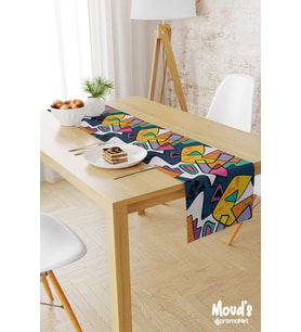 Artboard 2 Desenli Baskılı Süet Runner Masa Örtüsü