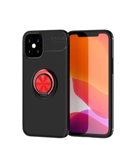 iPhone 12 Mini Kılıf Range Yüzüklü Silikon - Siyah-Kırmızı