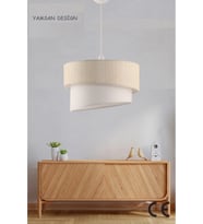 Modern 2 Katlı Kumaş Başlıklı Çok Amaçlı Avize, Şık ve Fonksiyonel Tasarım