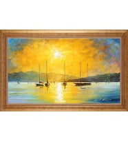 Çerçeveli Paspartulu Manzara Tablo bm1430 (Gold)