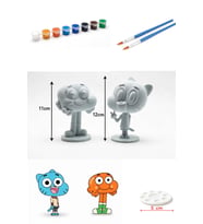 GUEN Gumball ve Darwin 3D Boyama Seti (2 Figür, 8 Boya, 2 Fırça, Palet, Örnek Boyama Fotoğrafı) Tam Donanımlı Boyama Seti
