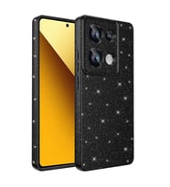 Xiaomi Redmi Note 13 Pro 4G Kılıf Kamera Korumalı Simli Lüks Işıltılı Silikon (Siyah)