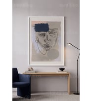 Minimalist Soyut Portre 1. Kalite Ahşap Çerçeveli Tablo
