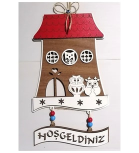 BİLGE Ahşap kapı süsü hoşgeldiniz yazı detaylı (Karışık)