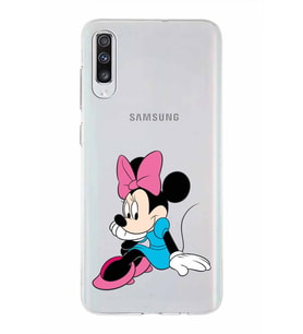 Samsung Galaxy A70  Kapak Minnie Mouse Tasarımlı Şeffaf Silikon Kılıf