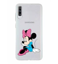 Samsung Galaxy A70  Kapak Minnie Mouse Tasarımlı Şeffaf Silikon Kılıf