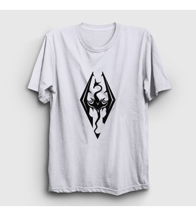 Presmono Unisex Beyaz Skyrim Oyun The Elder Scrolls V T-Shirt 432561tt (Beyaz)