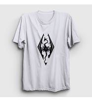 Presmono Unisex Beyaz Skyrim Oyun The Elder Scrolls V T-Shirt 432561tt (Beyaz)
