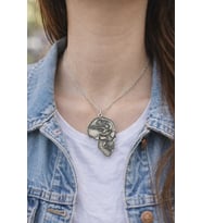 Beyin Detaylı Kuru Kafa Figürlü Gümüş Renk Unisex Gotik Günlük Kolye 60 cm